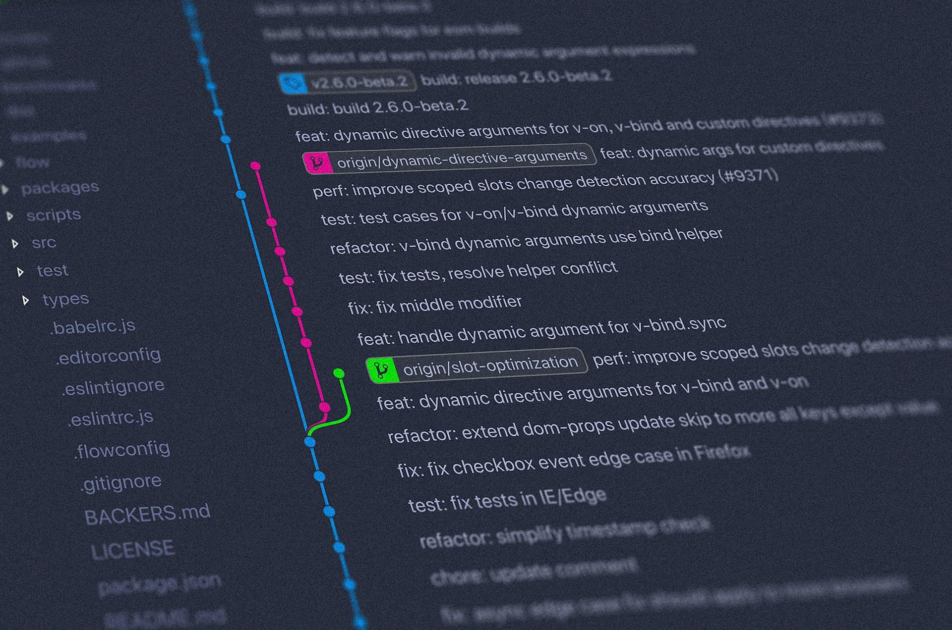 Conventional Commits. A close up of a text description on a computer screen.